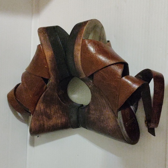 Colleen Cordero Brown Leather Platform Sandal Heel - Picture 5 of 11